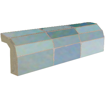 Mosaic House Moroccan tile Mosaic Flat Bullnose K 17 Max Variation Sky Blue,    solid zellige, mosaic, zellij, bullnose, trim, glaze, quarter round 